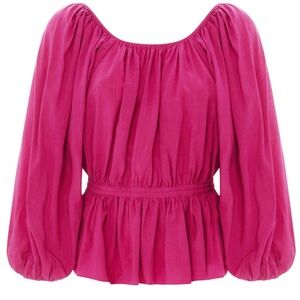 NWT- Mara Hoffman Maud Top Hot Pink Ruffle Peplum Blouse, Size 20 XXL, Bohemian